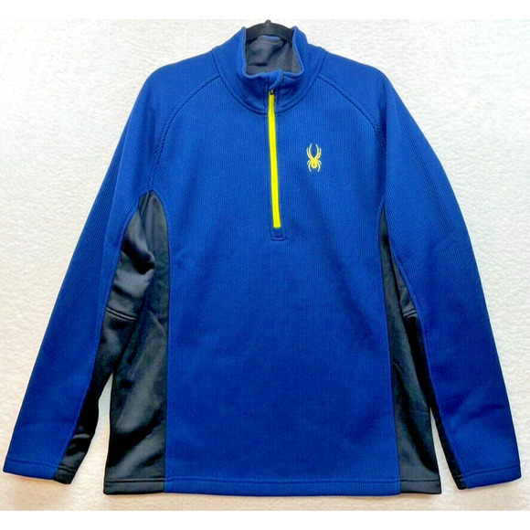 Spyder Sweater Mens Large Blue Outbound 1/2 Zip Pullover Hiking Outdoor Knit - Picture 1 of 14